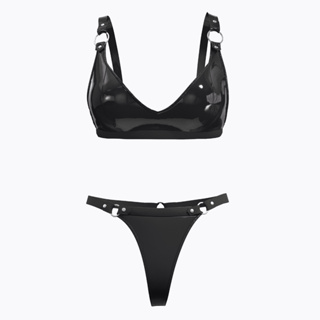 Bra + panties Couro Erótico De Porno Quente Brilhante De Látex PU