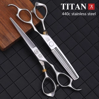Tesoura De Cabeleireiro Profissional Titan De 6 Polegadas Salão Desbaste 440C Aço Inoxidável