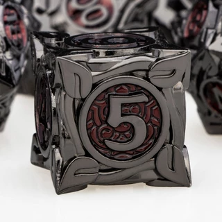 7PCS DND Metal Preto Níquel Vermelho RPG Poliédrico Mágico O Encontro De Dados Grandes Feitos À Mão Para D + Dungeon E Dragão Jogo De Mesa D20 D12 D10 D6