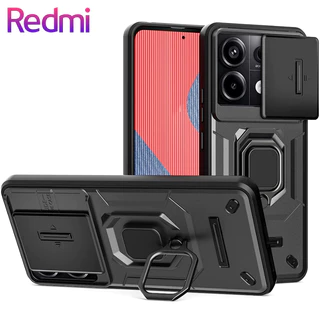 Redmi Note 13 Pro Note 12 Pro Redmi 13C Poco X6 Pro Caso de telefone rígido à prova de choque com suporte de metal