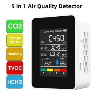 5 Em 1 Detector Digital De Qualidade Do Ar CO2 HCHO TVOC Monitor De Temperatura Umidade De CO2 De Dióxido De Carbono LCD Recarregável