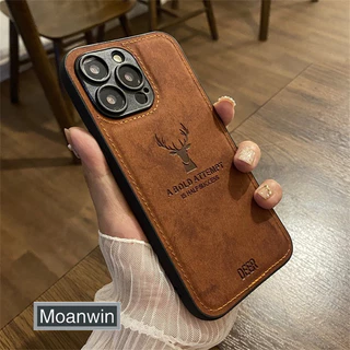 Capa De Telefone De Couro Fosco Elk Compatível Com iPhone 11 12 13 14 15 16 Pro Max Plus Traseira À Prova De Choque
