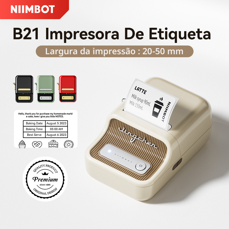 NIIMBOT B21/B1 Impressora Portátil de Etiquetas Bluetooth Térmica Criadora de Etiquetas Adesivas Sem Tinta