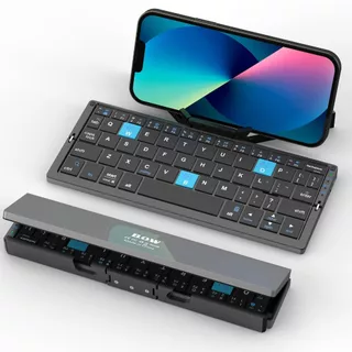Teclado Bluetooth Dobrável , Mini Silencioso De Liga De Alumínio De Viagem Leve Portátil , De Bolso Recarregável Para Ta