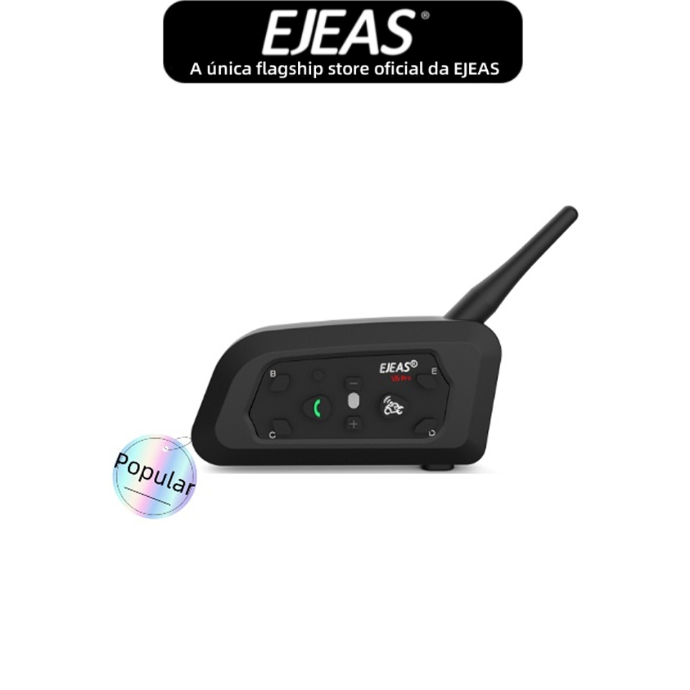 EJEAS V6 Pro + Capacete De Motocicleta Tipo c Fone De Ouvido Bluetooth Intercomunicador 5.1 IP65 À Prova D'água 1 Pacote