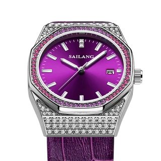 Novo Estilo Violeta Violeta High-End Ladies Wrist Watch Relógio Luxo Diamante à prova d'água Relógio Luminoso Feminino
