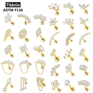 SWANJO Implante Grau Titânio Piercings Labret Zircônia Brinco de Cartilagem Piercing Helix Daith Tragus Cluster Brincos Joias 1pcs