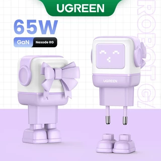 UGREEN RobotGaN 65W 2C1A Carregador Roxo Mini Robô Nexode 3 Portas GaN Rápido Para iPhone 14/14 Pro Max/Macbook Air/iPad , Suporte Samsung 45W Carregamento