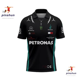 Camiseta POLO t SHIRT 3D Redonda Completa Tamanho XS-3XL Petronas Mercedes F1 AMG Branco Editon