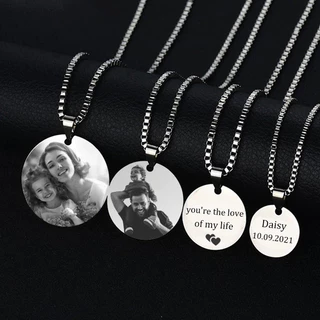 Colar Personalizado Com Foto Pingente Redondo Colar Aço Inoxidável Masculino Femininopingente Masculino Aço Inoxidável Pingente Com Foto Personalizados Presente Para Namorado/namorada