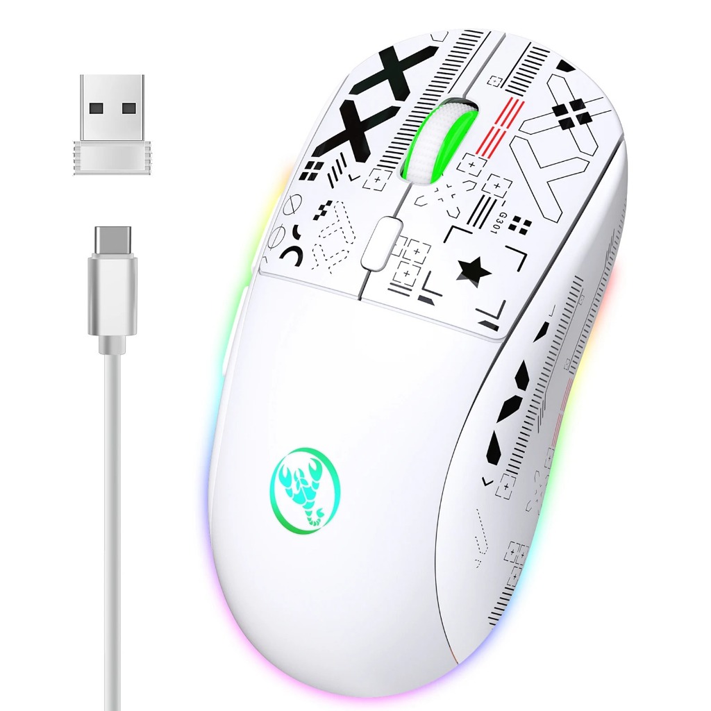 hxsj T90 2.4G Mouse Sem Fio RGB De Jogos Ergonômico | Shopee Brasil