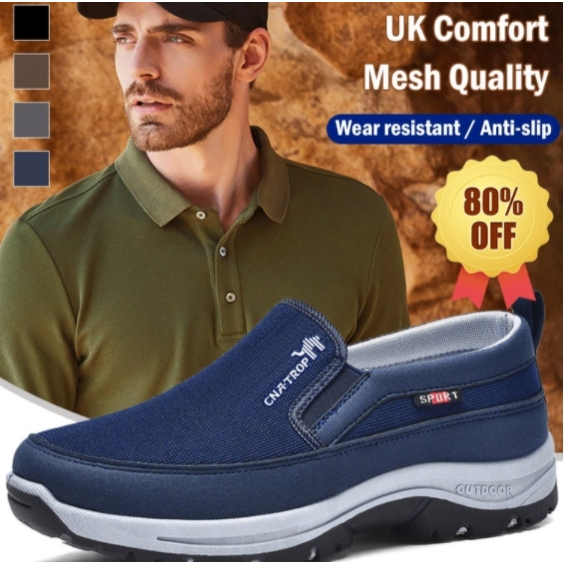 Sapatos De Meia-Idade E Idosos De Malha Respirável Confortável Para Caminhadas Passeio Homens Preguiçosos Casuais Viagem Esportiva39-44