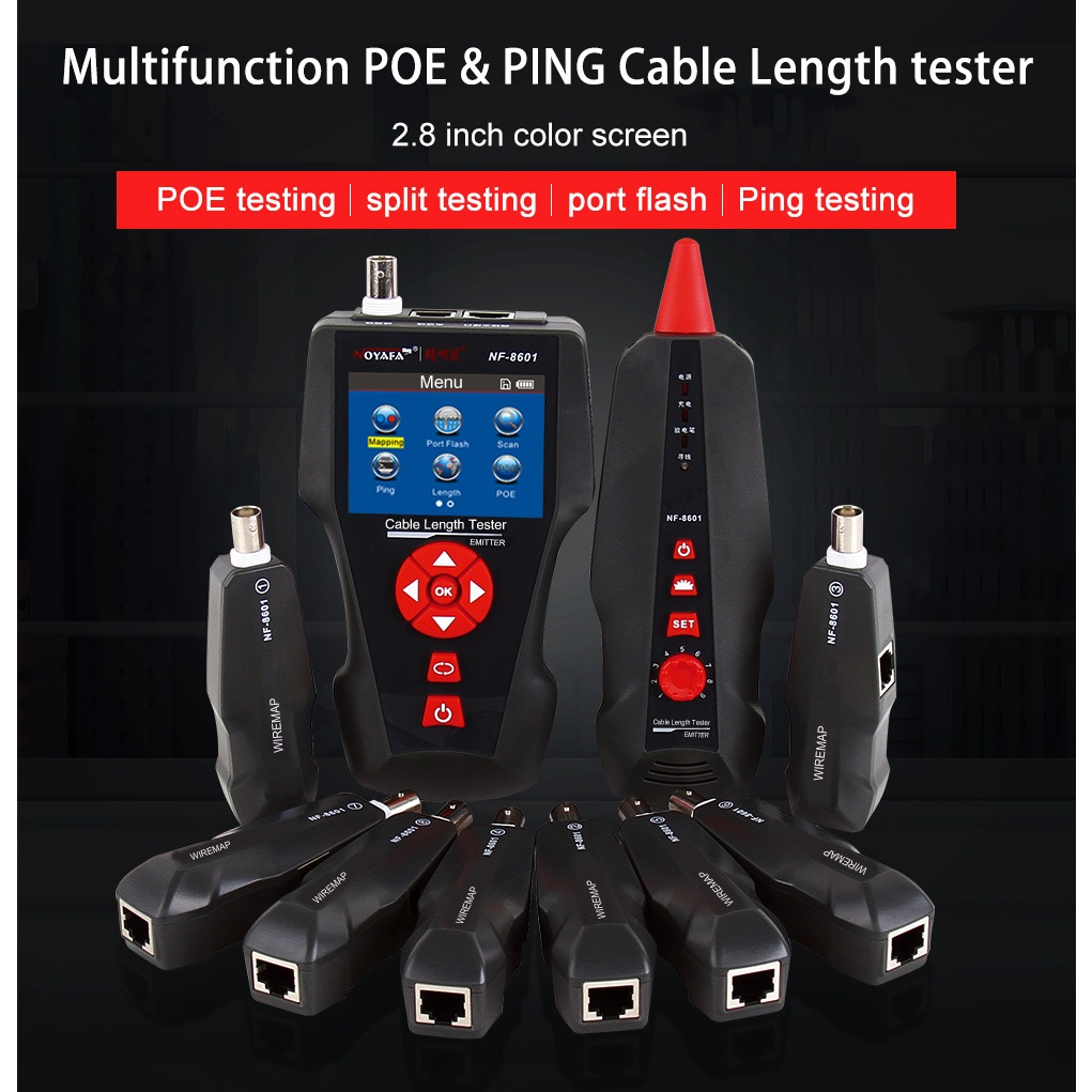 NOYAFA NF-8601/8601W Testador De Comprimento De Cabo De Rede POE/PING Testadores Ethernet LAN Linha De Diagnóstico RJ45 UTP STP
