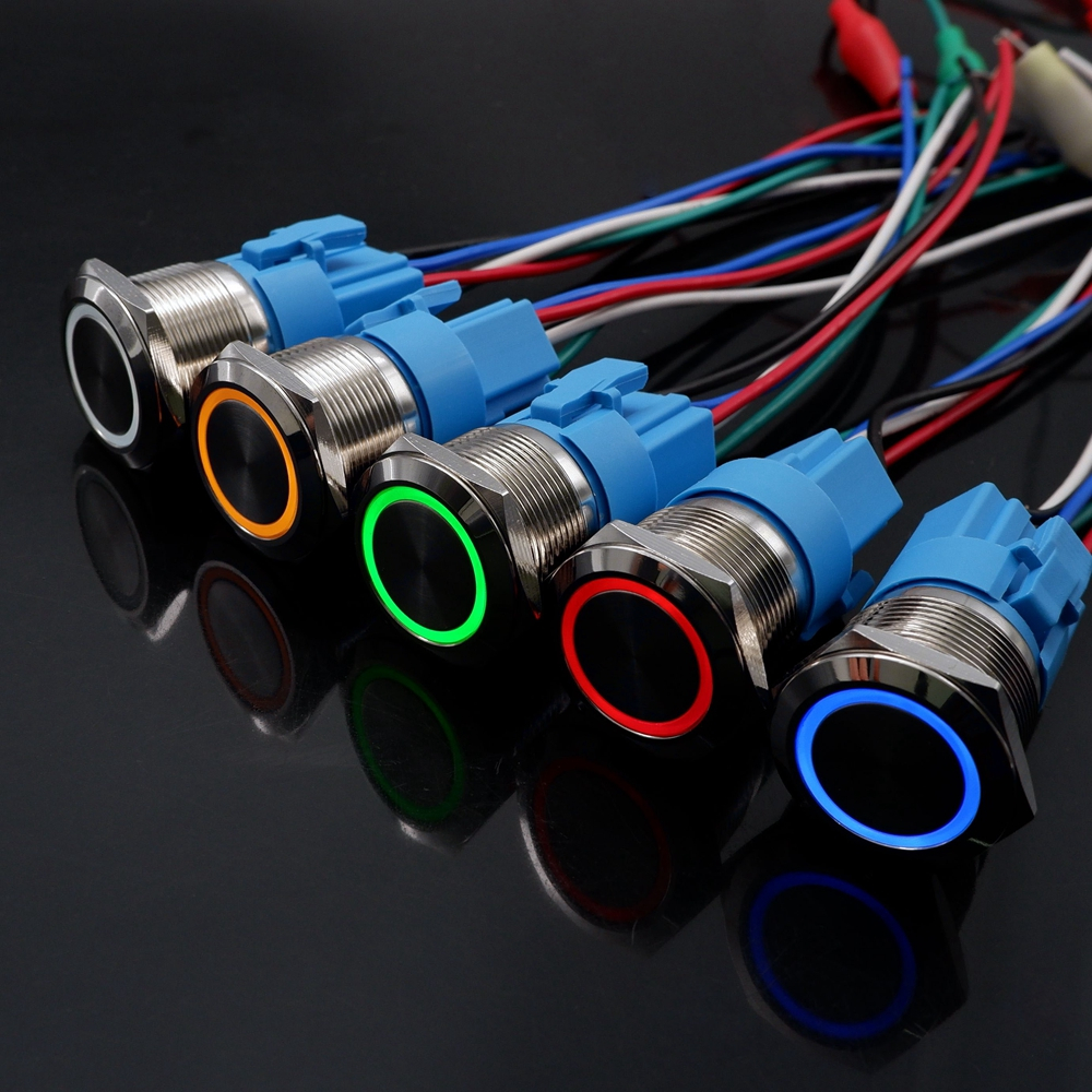 Botão De Interruptor De 22mm Produtos Para Carros Start Stop Touch On/Off PC Alimentação Led Ring Light Connected Socket Accessories 5V 12V 220V