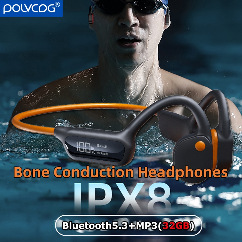 Polvcdg-X10 Digital LED 32G Fone De Ouvido De Condução Óssea De Natação ...