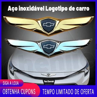 [Promo] Aço inoxidável Logotipo de carro Automóveis Tampa frontal Metal Itens decorativos Asas De Anjo Adesivos carro decoração acessórios de carro Para Chevrolet Sonic Celta Prisma Onix Cruze Montana Novo Spin Cobalt Tracker Onix Plus GM S10 Astra