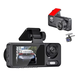 Câmera Dashcam HD 1080P 3-Lentes Dentro Do Veículo Dash Cam De Três Vias Gravador De Vídeo DVRs