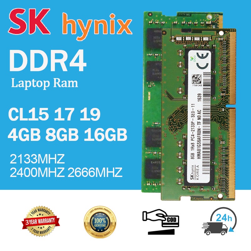 SK Hynix 4GB 8GB 16GB RAM DDR4 Notebook 2133Hhz 2400Mhz 2666Mhz PC4 1Rx8 2Rx8 17000 19200 21300 Memória Para