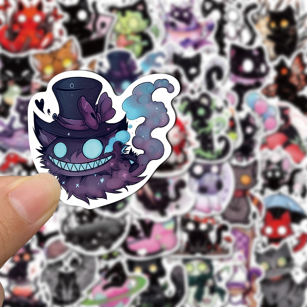 50pcs Autocolantes De Grafite De Gato Assustador Soul Cat Exquisite Cartoon Graffiti Manuals Criativos De Gatos Móveis iPad Water Cup À Prova D'água