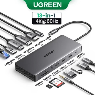 Estação De Acoplamento UGREEN USB C 13 Em 1 4K Display Triplo HDMI Duplo 10Gbps HUB 100W PD SD/TF Para MacBook Pro Air Dell XPS