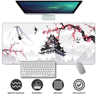 Montar Fuji Sakura Mouse Pad Laptop Gamer Japão White Cherry Blossom Mousepad Desktop Computers Tapetes De Rato