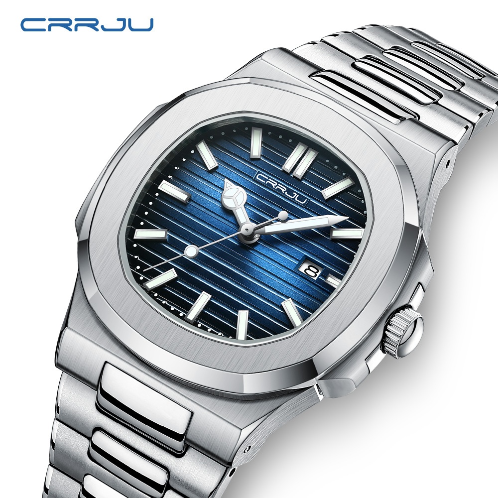 Imagem do produto Novo CRRJU Relógios Homens Marca Original Ponteiro Luminoso De Aço Inoxidável À Prova D'água Casual Business Sports Quartz Analog 5018 X 3
