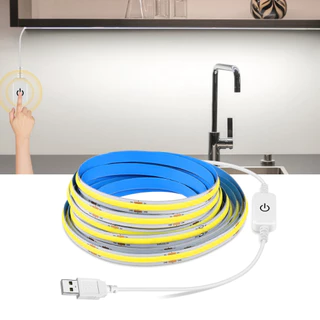 Fita Linear COB Super Brilhante USB 5V Flexível Com Interruptor Sensor De Toque Regulável Para Decoração De Cozinha Luz De Fundo