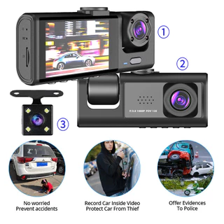 Câmera Dash HD 1080p De Visão Noturna Em Ângulo Amplo De 170 Graus Monitor De Estacionamento Gravador De Vídeo Duplo Para Carro