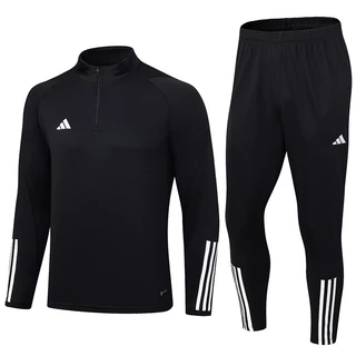 2023 Novo Fato De Treinamento Esportivo De Cor Sólida Homem Manga Longa Roupa Esportiva Preta + Calça