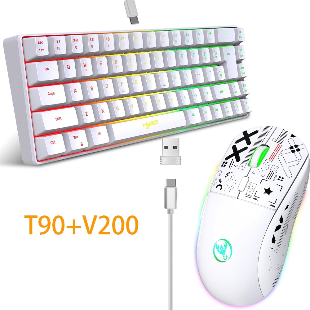 hxsj T90 2.4G mouse Ergonômico RGB Sem Fio Para Jogos