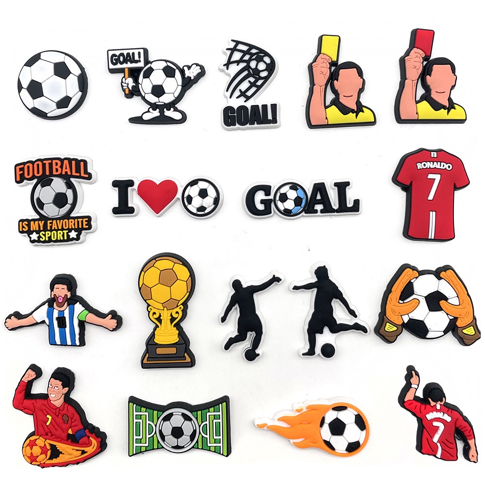Jibbit Para Croc Esportes Futebol série Shoe Charms Acessórios De Calçados PVC Com Fivela