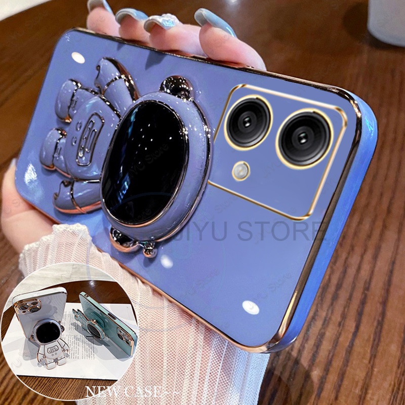 Capinha Motorola Moto Edge 40 Neo Caixa Para Telefone Com Suporte Estereoscópico Dobrável Astronauta À Prova De Choque