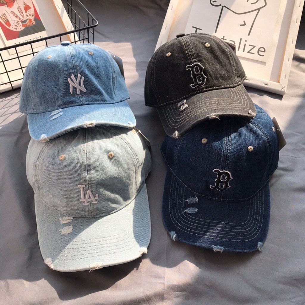 Boné de basebol bordado estilo casal NY Denim