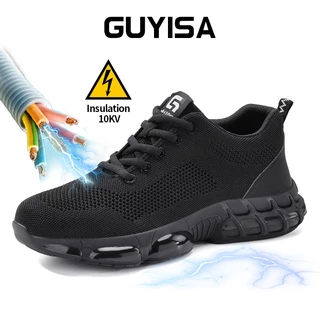 GUYISA Sapatos De Segurança Trabalho Aço De Corte Baixo anti Impacto-Perfuração Isolamento Leve Microfibra De 10KV Flyknit Elétricos Superior CN Tamanho 3033TKV