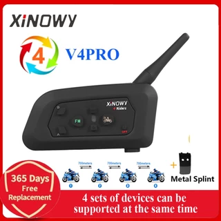 1Pcs XINOWY V4 PRO Capacete De Motocicleta Fone De Ouvido Bluetooth 1200M Interfone Para 4 Pilotos Bt Intercomunicador Com Fm