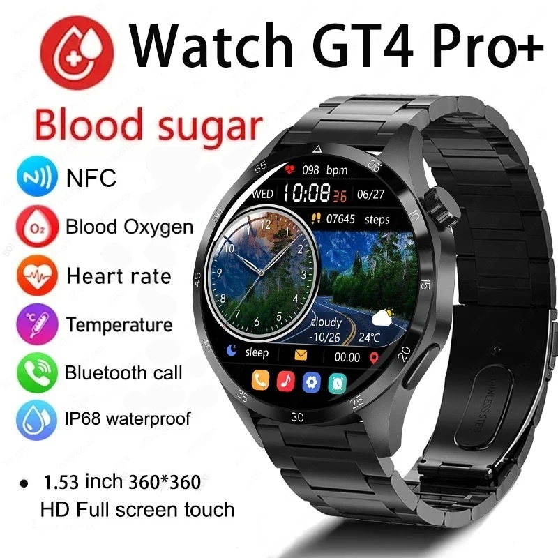 2024 Novo GT4 Pro Plus NFC Relógios Inteligentes Homens AMOLED Tela HD Bluetooth Chamada IP68 À Prova D'água Smartwatch Mulher