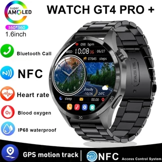 Para Relógio Masculino GT4 Pro + AMOLED SmartWatch Açúcar Sangue Bluetooth Chamada De Freqüência Cardíaca IP68 Esporte À Prova D'água Mulheres Homens 2023