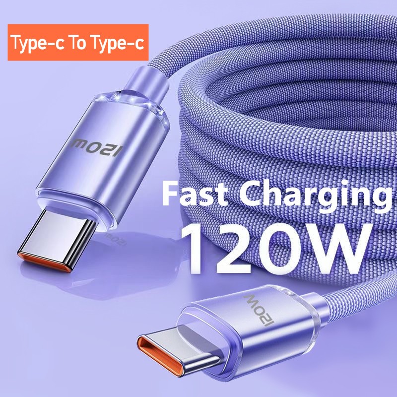 Cabo De Nylon Bradied 120W Tipo C Para Carga Rápida E Dados Samsung iphone 15 pro max