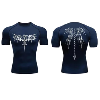 Animação Masculina Camiseta de Compressão Impressa, Ginásio de Secagem Rápida Roupa Interior Elástica, Verão