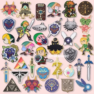 Broche Esmaltado The Legend of Zelda Game Hylia Shield Link Personagem Emblema De Metal Máscara Alfinetes De Lapela Acessórios Para Amigos