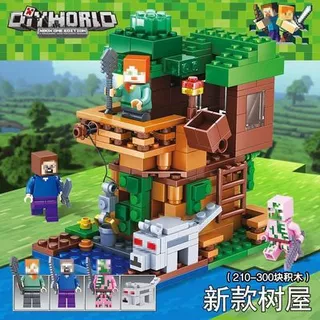 160PCS LEGO Minecraft Brinquedos Educativos Compatíveis mini Casa De Bonecas Modelo Árvore