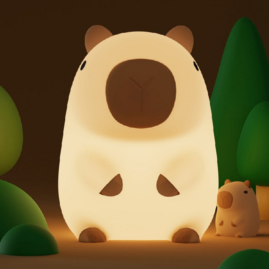 2024 Luminária de Silicone Capivara Capybara - Luz Noturna LED Recarregável USB Decoração Quarto - Night Light