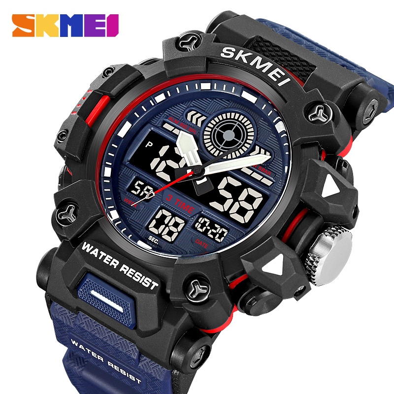 Relógio Eletrônico SKMEI 2226 Para Homens Fashion Trend Sports LED Dual Display 50M Movimento Digital Importado À Prova D'água