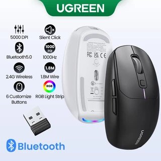 Rato Sem Fio UGREEN Gaming Mouse 5000DPI Bluetooth 5.0 2.4G Recarregável Gamer 6 Botões Para MacBook Tablet Laptops