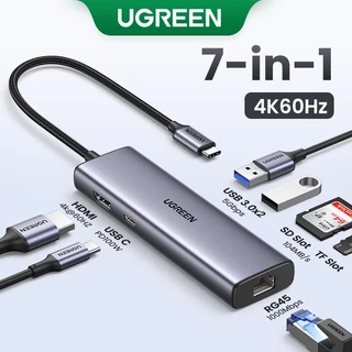 UGREEN USB C Hub Com Ethernet , Adaptador Multiportas 7 Em 1 HDMI 4K @ 60Hz , Carregamento PD 100W , Leitor De Cartões SD/TF , 2 Portas 3.0 , Estação De Acoplamento MacBook Compatível Mac , iPad
