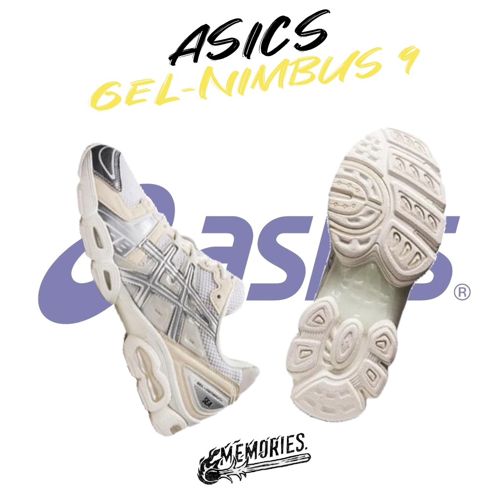 ASICS GEL-NIMBUS 9'Vento E Prata Branca Marinha 1201A801-100 Sapatos De Corrida Resistentes Ao Desgaste De Baixo Topo 2024