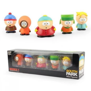 5Pcs/Set Anime South Park Stan Marsh Kyle Broflovski Eric Theodore Cartman Kenny McCormick Q Versão PVC Figuras De Ação Modelo Doll Toys Boxed