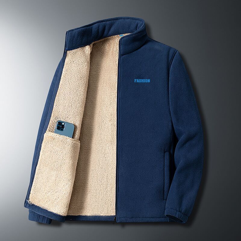 Jaqueta De Caxemira De Cordeiro Para Homens Inverno Grosso , Quente E Solta Gola Alta