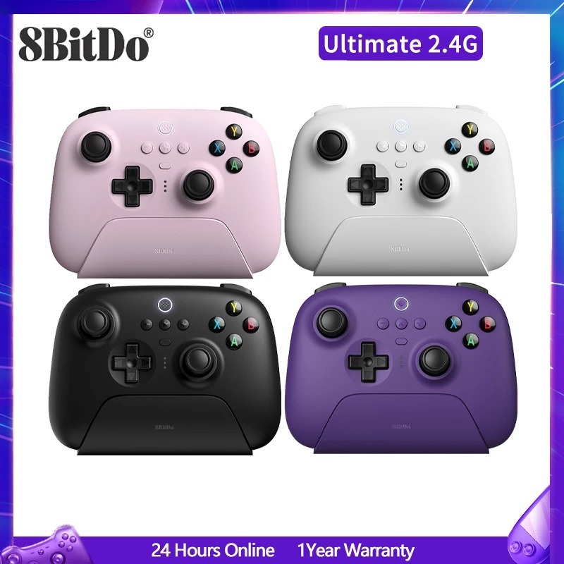 8BitDo Ultimate Controle Sem Fio Wireless 2.4G Hall Joystick Com Dock De Carregamento Para PC , Windows 10,11 , Steam, , Android , Apple