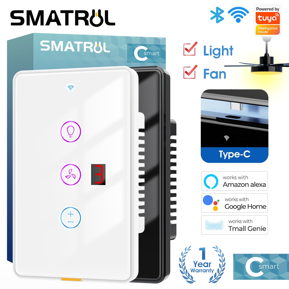 SMATRUL Tuya Interruptor Inteligente De Toque WiFi Brasil Lâmpada De Teto Com Controle De Velocidade Painel De Vidro De Parede Aplicação Elétrica Trabalho Alexa Google Home Smart Life